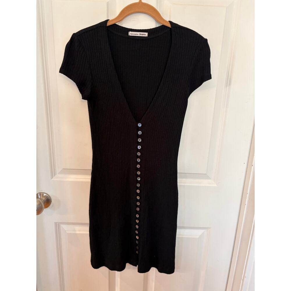 Reformation Black Ryder Ribbed Mini Dress Size S - Picture 15 of 16